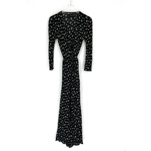 Reformation Wrap Dress Womens M Black Floral Wedding Black Tie Maxi Long Sleeve